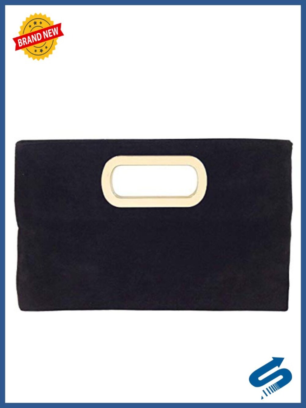 Faux Suede Clutch with Top Handle and Detachable Chain